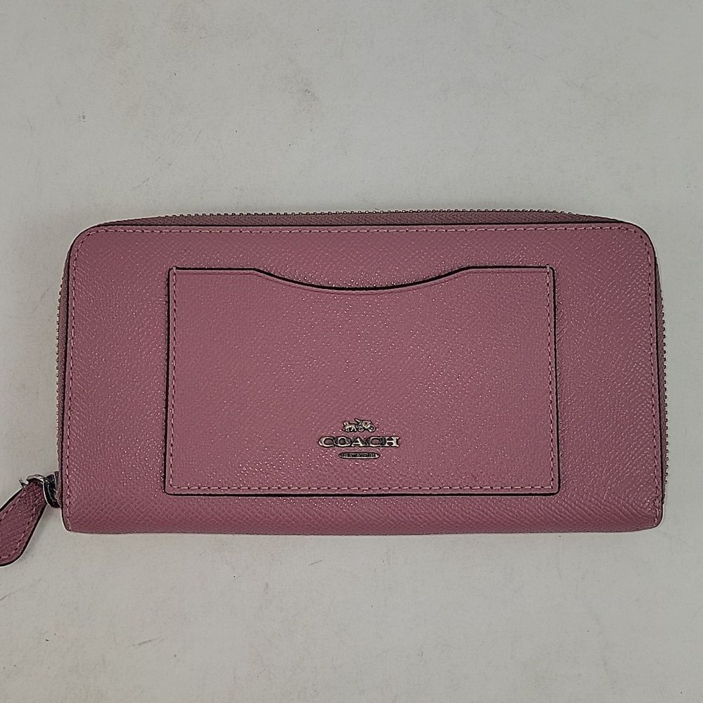 Coach Outlet Pink Pebbled Leather Women's Wristlet - Picture 2 of 10